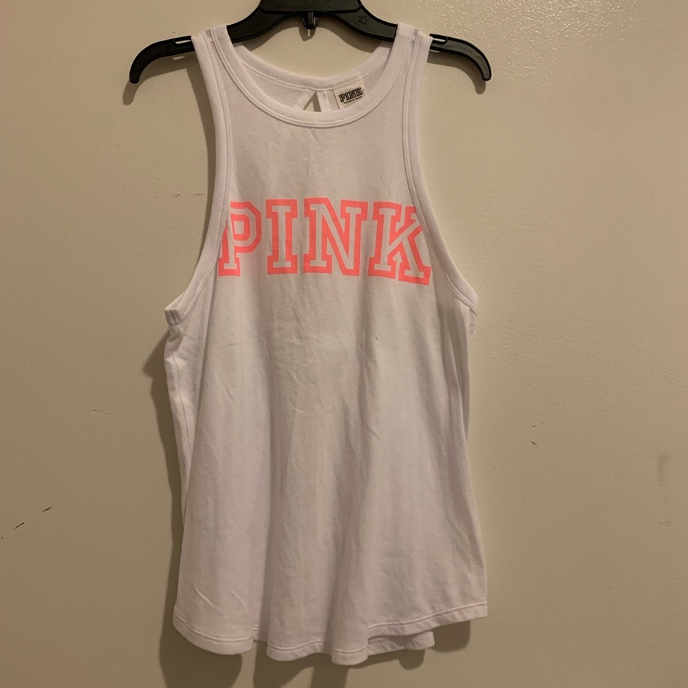 NWOT White PINK Open Back Tank